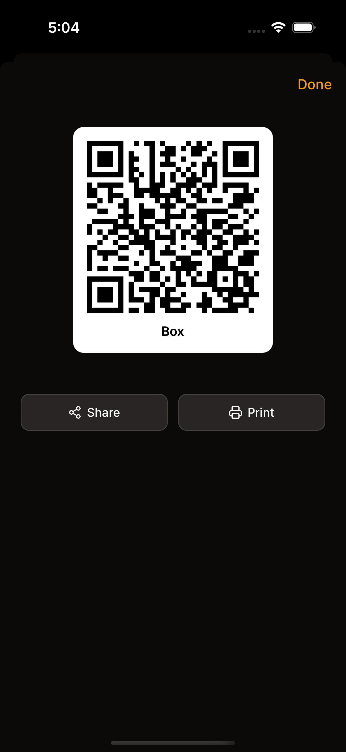 QR code modal for container labels